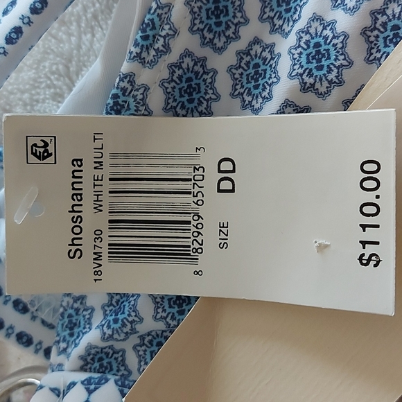 Shoshanna tile print white halter bikini top size DD cup - Picture 6 of 8